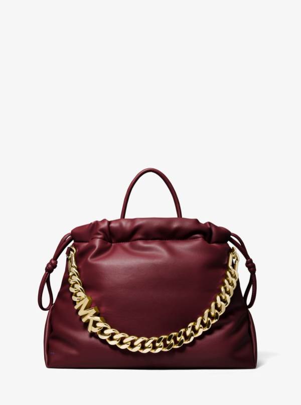 Damske Prenosná Taška Michael Kors Lina Medium Logo Faux Leather Bordove - Kabelky Michael Kors Outlet | XEHSY-8749